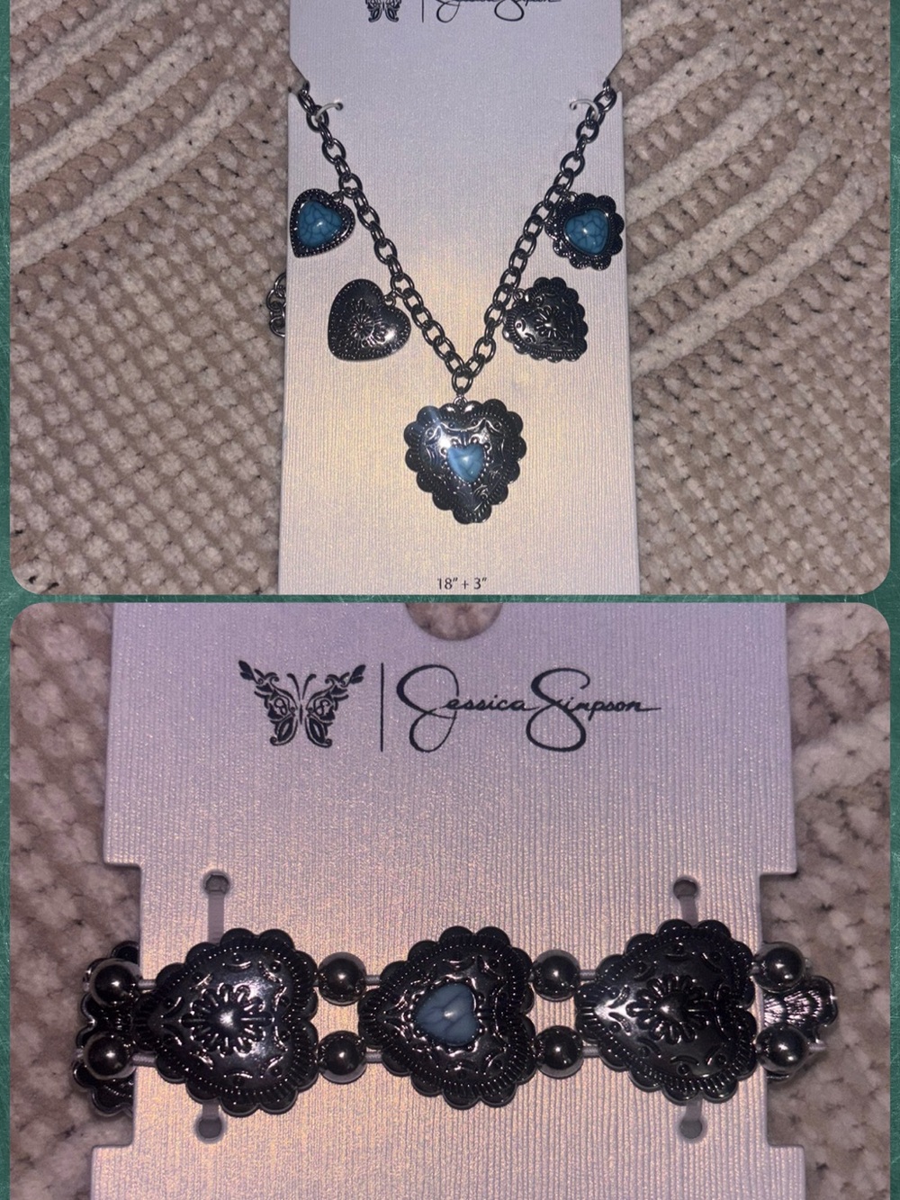 Jessica Simpson Silver-Tone Necklace & Bracelet Set with Blue Accents